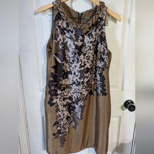 Taylor 100% Silk Floral Print Sleeveless Dress‎ With Flaw 0099